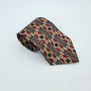 Heritage Traditions Men's Necktie Red, Grey Geometric Tie Size 55 x 4